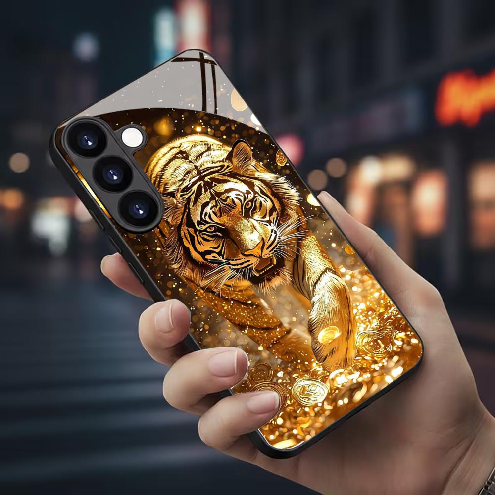 Phone Accessories Samsung - Tiger pattern glass Phone Case For